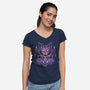 Starry Bat Skull-Womens-V-Neck-Tee-jrberger