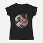 The Great Spooky Wave-Womens-V-Neck-Tee-GODZILLARGE