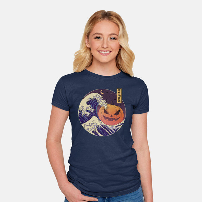 The Great Spooky Wave-Womens-Fitted-Tee-GODZILLARGE