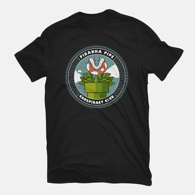 Piranha Pipe Conspiracy Club-Mens-Heavyweight-Tee-GODZILLARGE