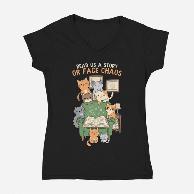 Read Us A Story-Womens-V-Neck-Tee-GODZILLARGE