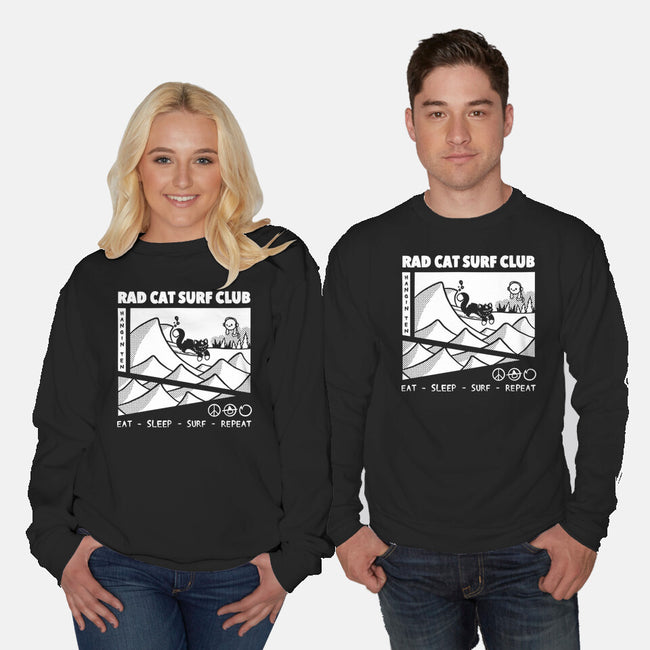 Rad Cat Surf Club-Unisex-Crew Neck-Sweatshirt-Foksy Art