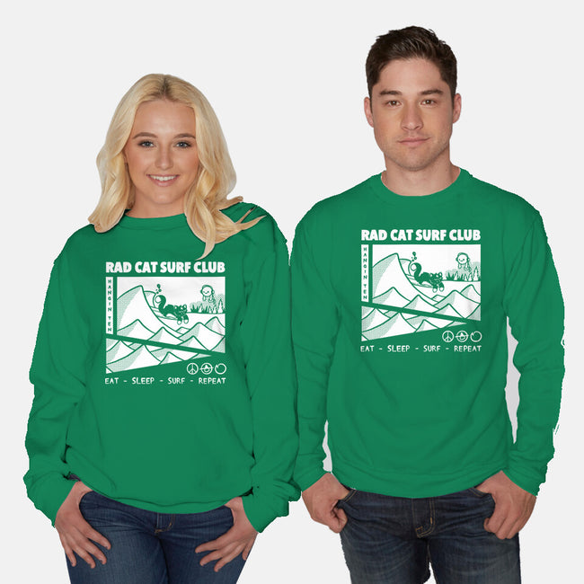 Rad Cat Surf Club-Unisex-Crew Neck-Sweatshirt-Foksy Art