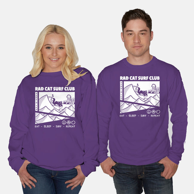 Rad Cat Surf Club-Unisex-Crew Neck-Sweatshirt-Foksy Art