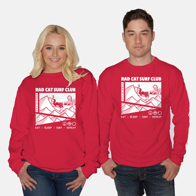 Rad Cat Surf Club-Unisex-Crew Neck-Sweatshirt-Foksy Art