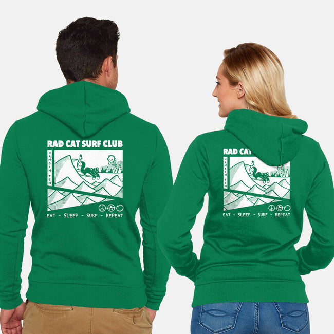 Rad Cat Surf Club-Unisex-Zip-Up-Sweatshirt-Foksy Art