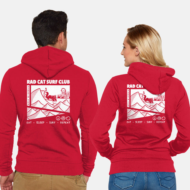 Rad Cat Surf Club-Unisex-Zip-Up-Sweatshirt-Foksy Art
