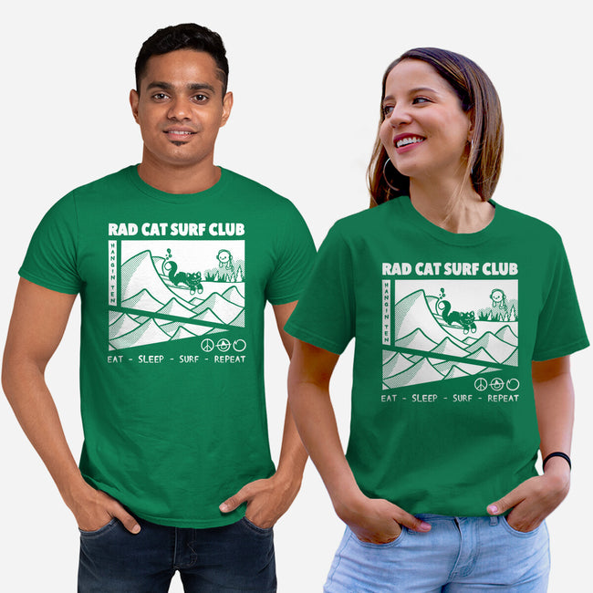 Rad Cat Surf Club-Unisex-Basic-Tee-Foksy Art
