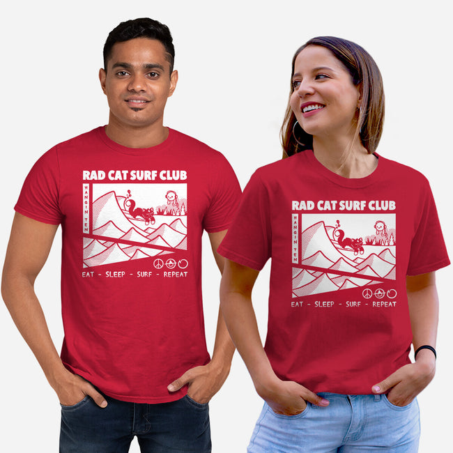 Rad Cat Surf Club-Unisex-Basic-Tee-Foksy Art