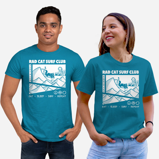 Rad Cat Surf Club-Unisex-Basic-Tee-Foksy Art