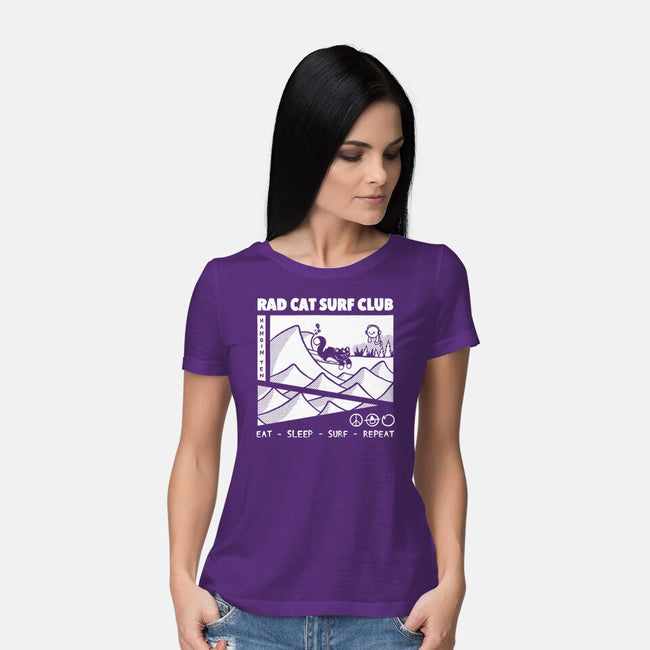 Rad Cat Surf Club-Womens-Basic-Tee-Foksy Art