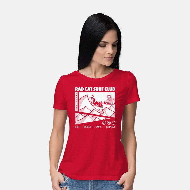 Rad Cat Surf Club-Womens-Basic-Tee-Foksy Art