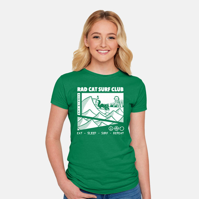 Rad Cat Surf Club-Womens-Fitted-Tee-Foksy Art