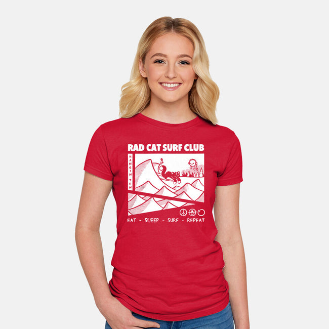 Rad Cat Surf Club-Womens-Fitted-Tee-Foksy Art