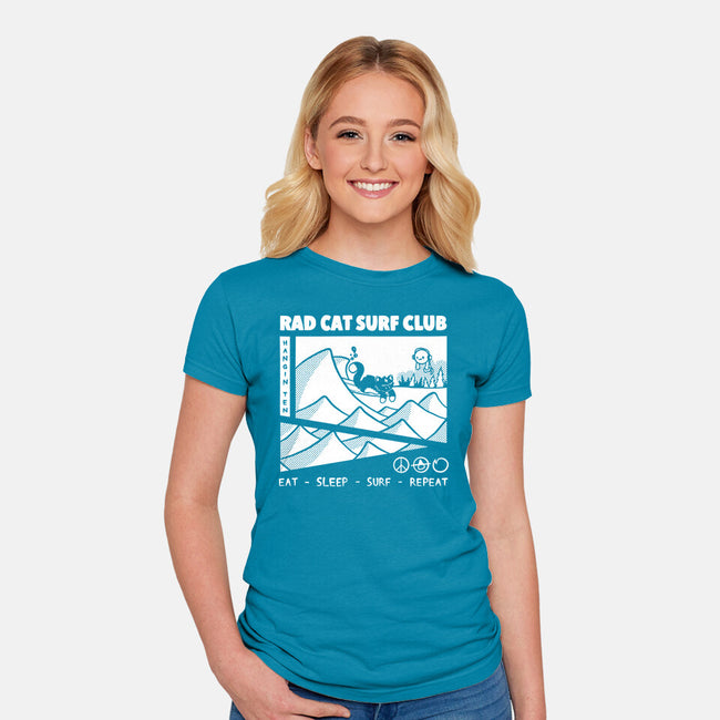 Rad Cat Surf Club-Womens-Fitted-Tee-Foksy Art