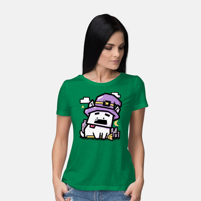Witch Dog Doodle-Womens-Basic-Tee-bloomgrace28