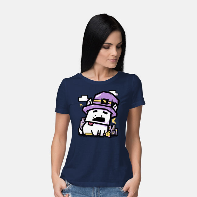 Witch Dog Doodle-Womens-Basic-Tee-bloomgrace28