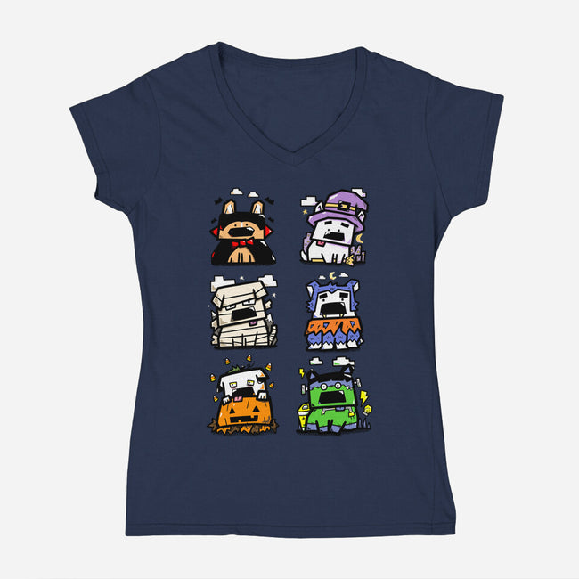 Halloween Dogs-Womens-V-Neck-Tee-bloomgrace28
