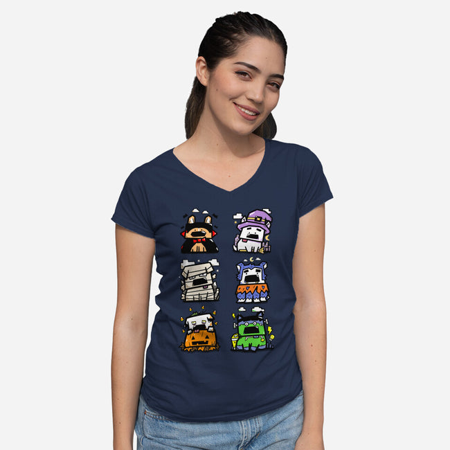 Halloween Dogs-Womens-V-Neck-Tee-bloomgrace28