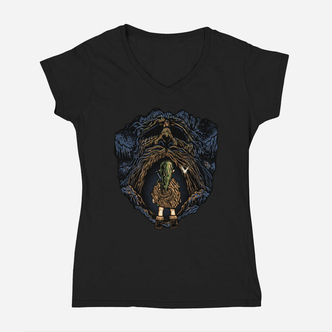 The Legend Continues-Womens-V-Neck-Tee-glitchygorilla