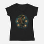 Melody Of The Night Sky-Womens-V-Neck-Tee-glitchygorilla