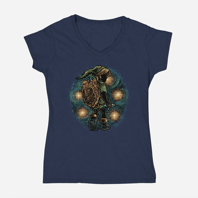 Melody Of The Night Sky-Womens-V-Neck-Tee-glitchygorilla