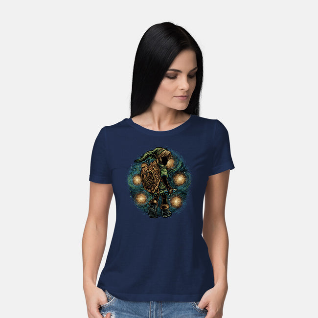Melody Of The Night Sky-Womens-Basic-Tee-glitchygorilla