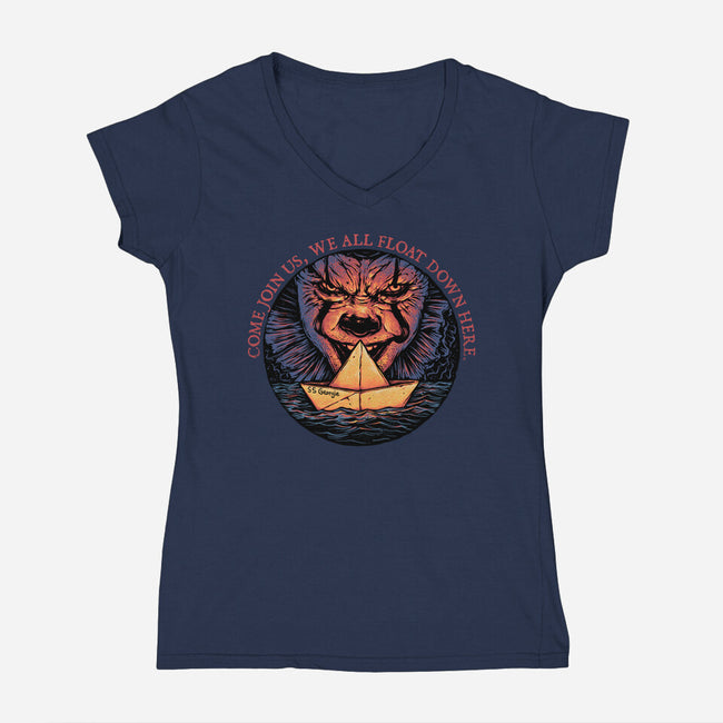 Join The Float-Womens-V-Neck-Tee-glitchygorilla