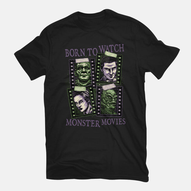 Born To Watch Monster Movies-Youth-Basic-Tee-glitchygorilla