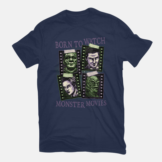 Born To Watch Monster Movies-Unisex-Basic-Tee-glitchygorilla