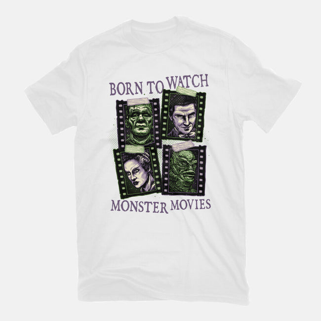 Born To Watch Monster Movies-Youth-Basic-Tee-glitchygorilla