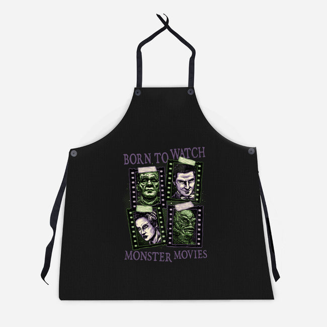 Born To Watch Monster Movies-Unisex-Kitchen-Apron-glitchygorilla