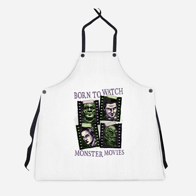 Born To Watch Monster Movies-Unisex-Kitchen-Apron-glitchygorilla