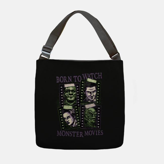 Born To Watch Monster Movies-None-Adjustable Tote-Bag-glitchygorilla