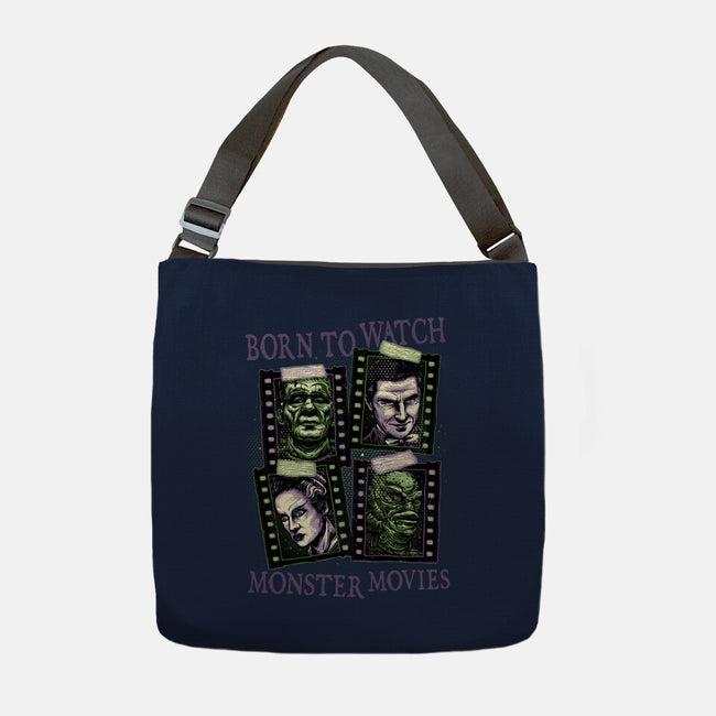 Born To Watch Monster Movies-None-Adjustable Tote-Bag-glitchygorilla