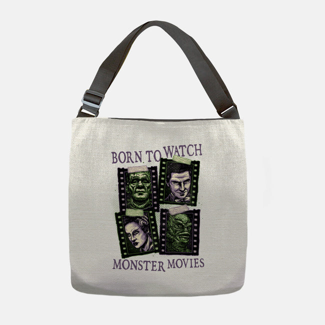 Born To Watch Monster Movies-None-Adjustable Tote-Bag-glitchygorilla
