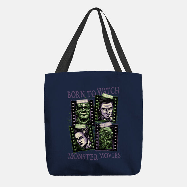 Born To Watch Monster Movies-None-Basic Tote-Bag-glitchygorilla