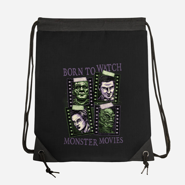 Born To Watch Monster Movies-None-Drawstring-Bag-glitchygorilla