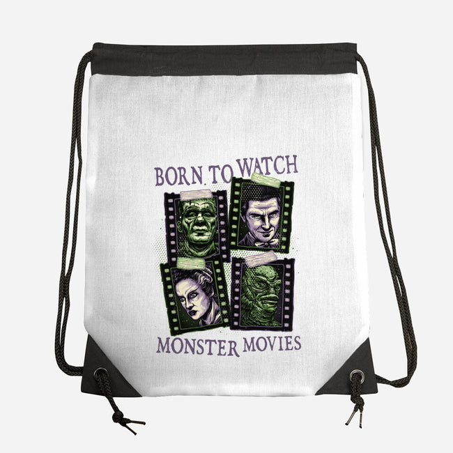 Born To Watch Monster Movies-None-Drawstring-Bag-glitchygorilla