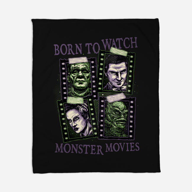 Born To Watch Monster Movies-None-Fleece-Blanket-glitchygorilla