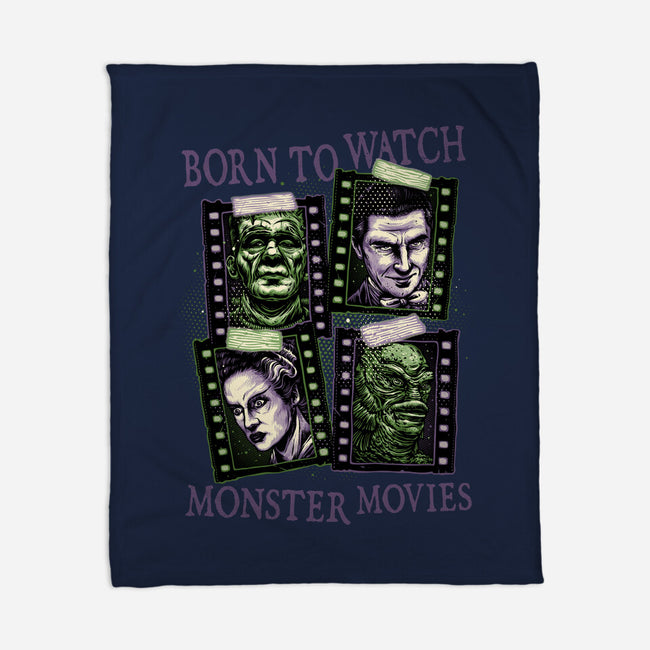 Born To Watch Monster Movies-None-Fleece-Blanket-glitchygorilla