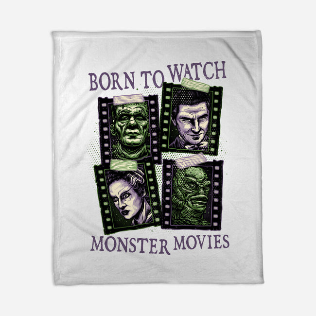 Born To Watch Monster Movies-None-Fleece-Blanket-glitchygorilla