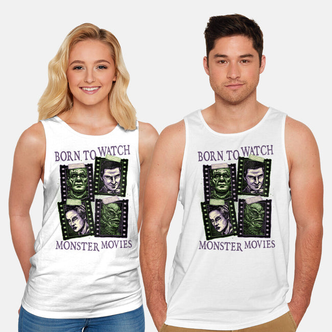 Born To Watch Monster Movies-Unisex-Basic-Tank-glitchygorilla