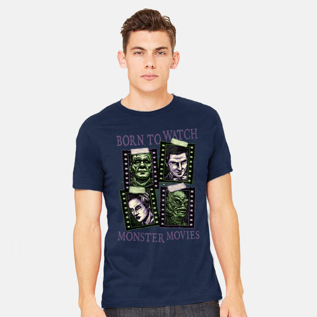 Born To Watch Monster Movies-Mens-Heavyweight-Tee-glitchygorilla