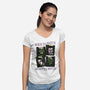 Born To Watch Monster Movies-Womens-V-Neck-Tee-glitchygorilla