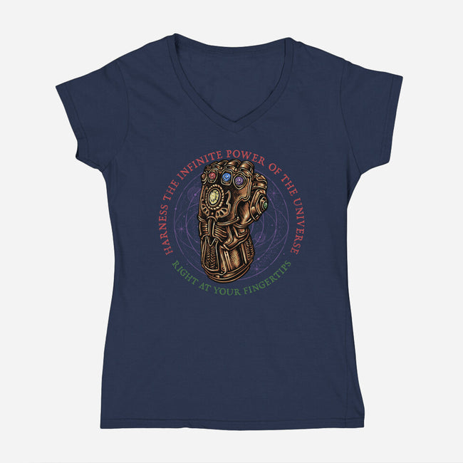 The Infinite Power Of The Universe-Womens-V-Neck-Tee-glitchygorilla