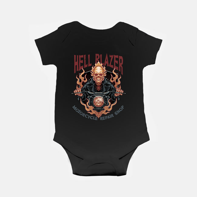 Hellblazer Motorcycle Repair Shop-Baby-Basic-Onesie-glitchygorilla