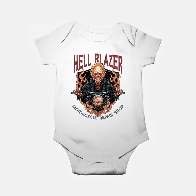 Hellblazer Motorcycle Repair Shop-Baby-Basic-Onesie-glitchygorilla