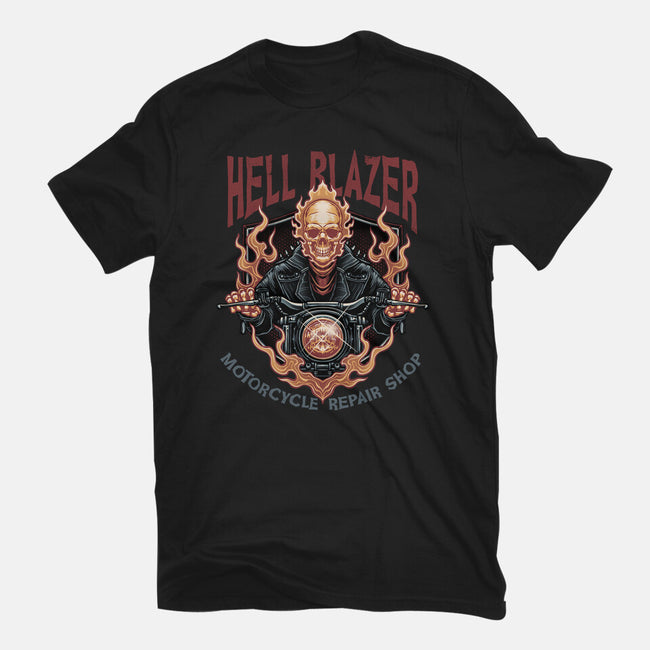 Hellblazer Motorcycle Repair Shop-Womens-Fitted-Tee-glitchygorilla