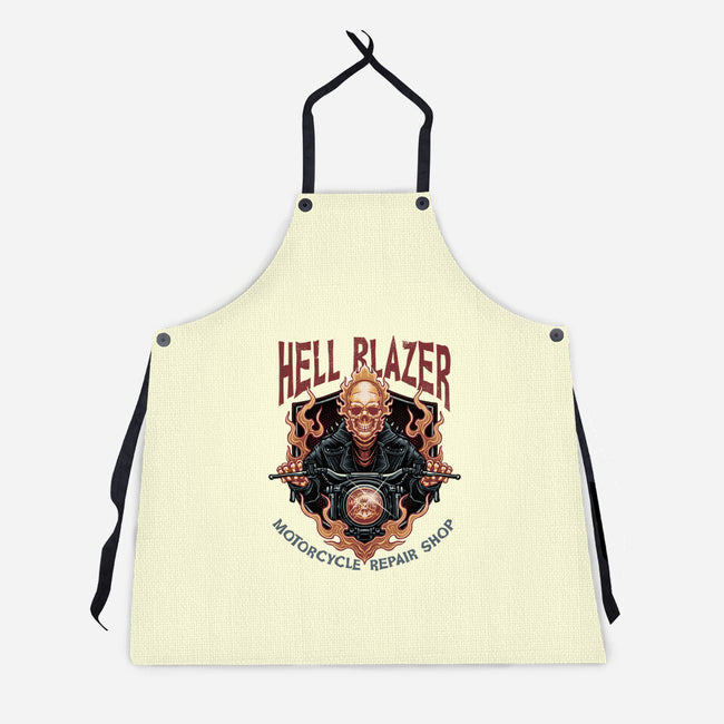 Hellblazer Motorcycle Repair Shop-Unisex-Kitchen-Apron-glitchygorilla